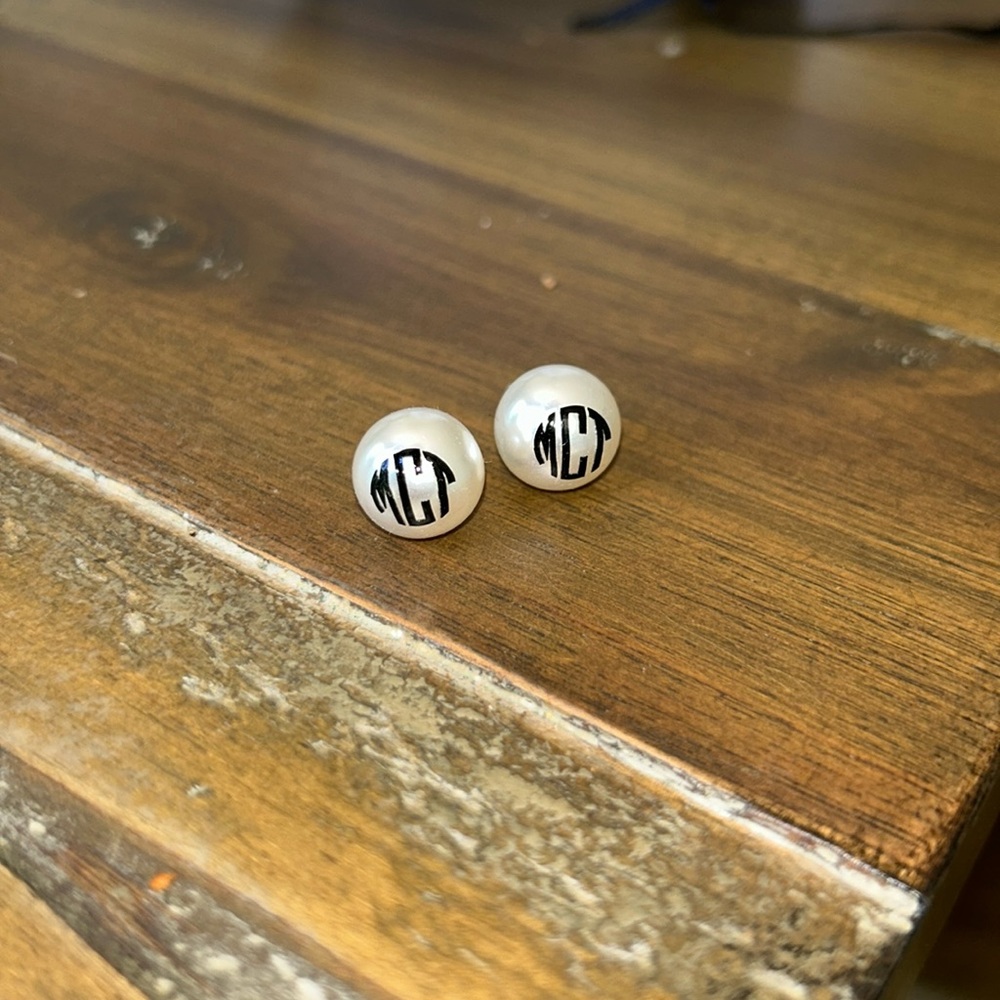 Monogrammed Pearl Earrings